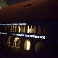 Refugium, Lichtprojektion Kreuzgang Dom, Lichtungen Hildesheim, 2015, Foto: Sara Förster