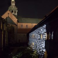 Refugium, Lichtprojektion Kreuzgang Dom, Lichtungen Hildesheim, 2015, Foto: Sara Förster