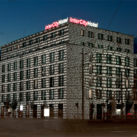 Lichtprojektion, 25 Jahre Friedliche Revolution, InterCity Hotel Leipzig, 2014 
Foto: Sigrid Sandmann