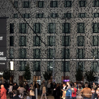 Lichtprojektion, 25 Jahre Friedliche Revolution, InterCity Hotel Leipzig, 2014 
Foto: Sigrid Sandmann